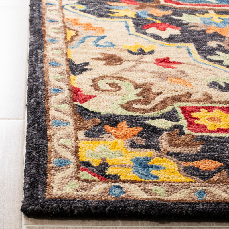Portis Hand Tufted Wool Oriental Rug, Rectangle 4' X 6'