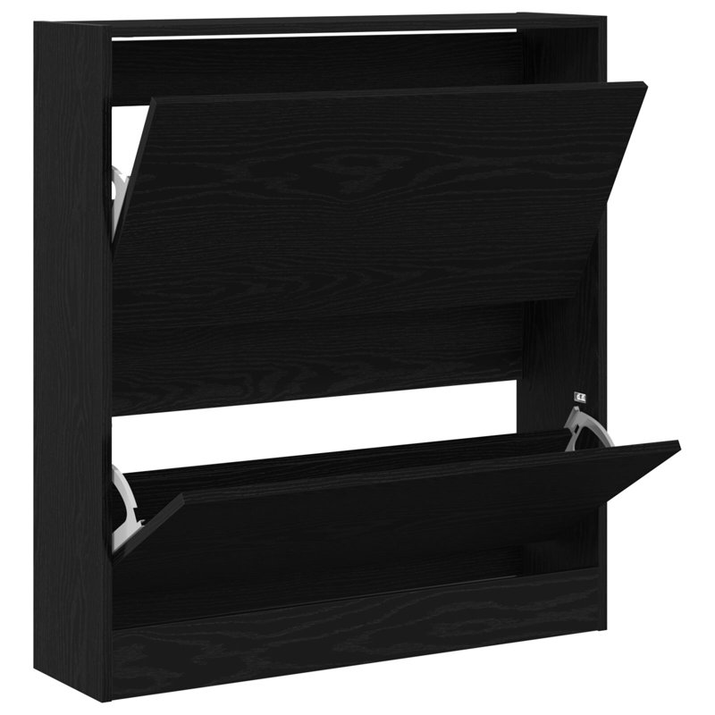 4 Pair Shoe Storage Cabinet, Black Oak