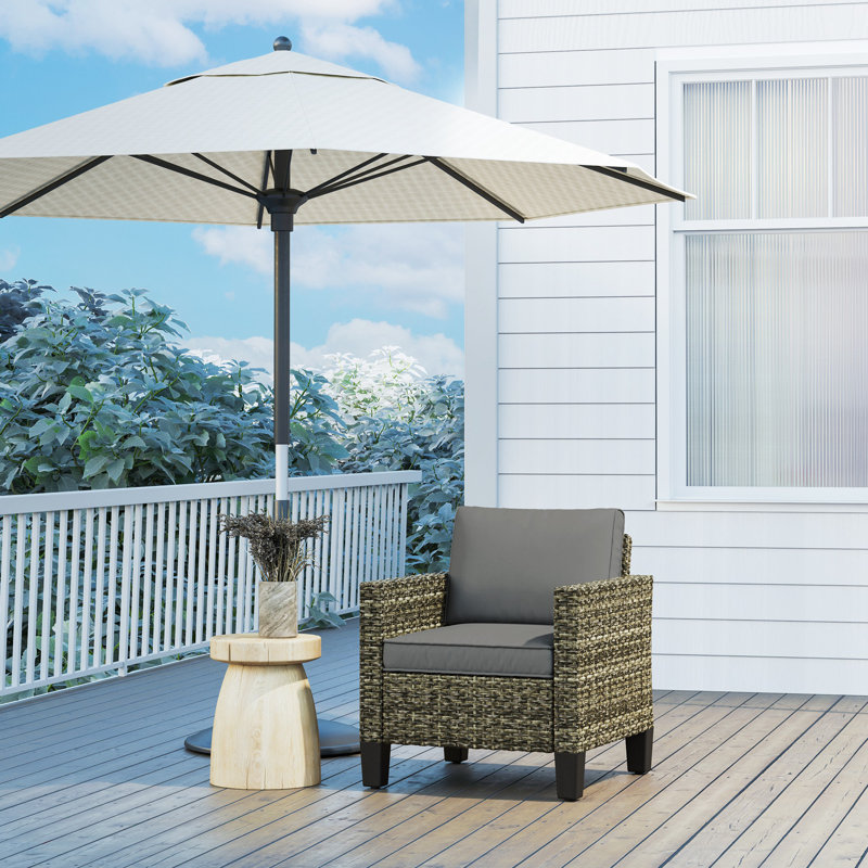 Wicker Outdoor Lounge Chair, Light Grey