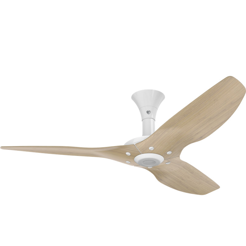 Haiku Smart Flush Mount Ceiling Fan, 52 inches, White with Natural Bamboo Blades