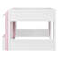 Lit mezzanine double avec maisonnette et rangement, lit en bois moderne pour enfants et adolescents, blanc et rose-610373659