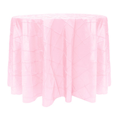 Ultimate Textile - Embroidered Pintuck Taffeta Tablecloth Bubble Gum Pink