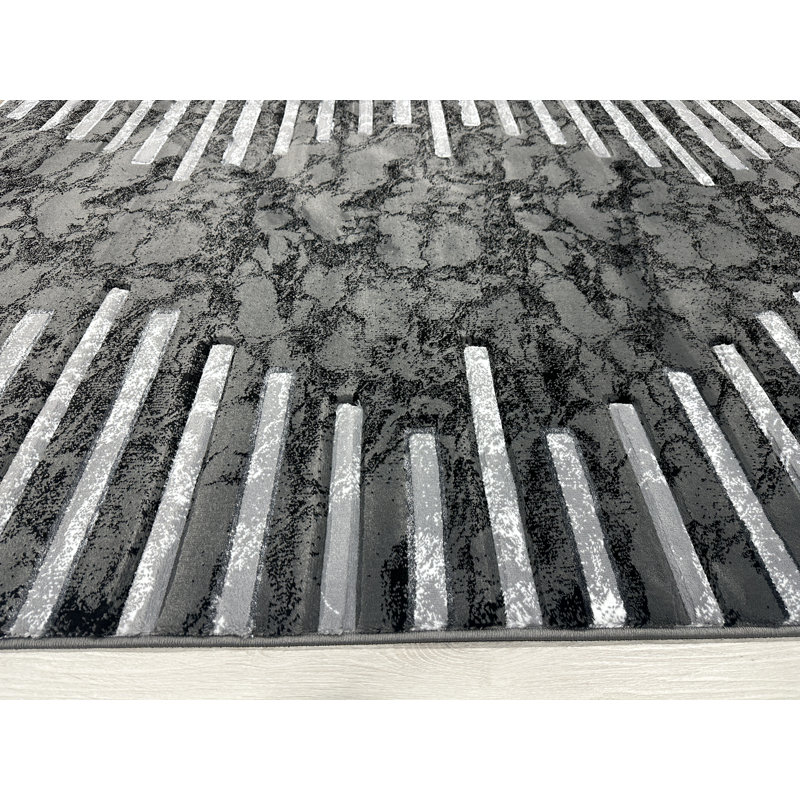 Abstract Thick Area Rug Hand Carved Modern Geometric Carpet Design 80019 Grey 8X10, Rectangle 7'11" x 10'10"
