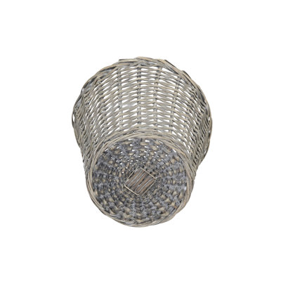 Panier à déchets en osier de saule tissé à la main avec revêtement en plastique gris vieilli
