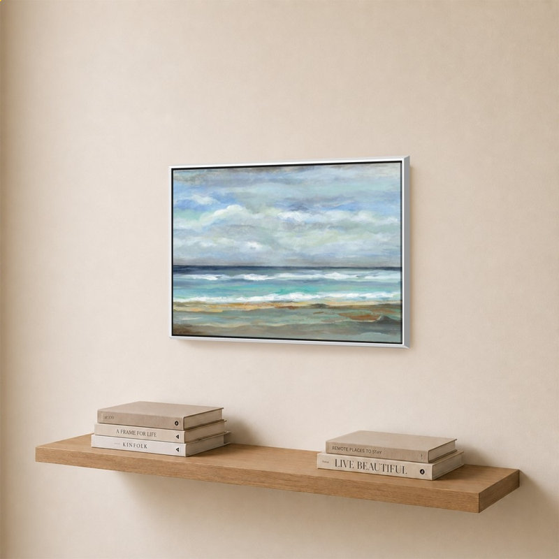Bord de mer par Silvia Vassileva - impression sur toile, H 24 po x l 34 po, Blanc