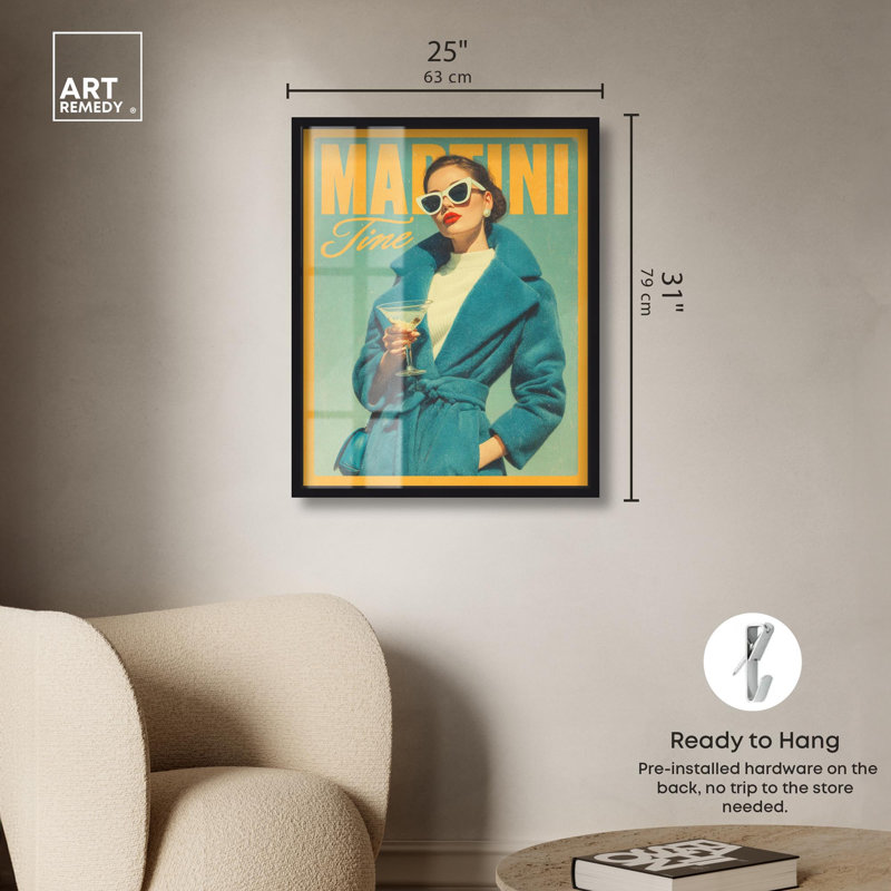 «Martini Time» par Shadowbox Print, H 31 po x l 25 po, Noir