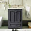 Ensemble de meuble-lavabo 24 po avec lavabo en céramique, armoire de rangement autoportante moderne avec poignées argentées, portes à fermeture douce-130575709