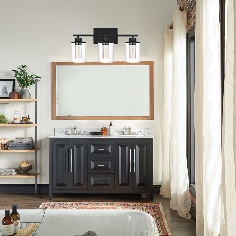 Luminaire de salle de bain moderne à DEL au-dessus d'un miroir, 5 lumières de meuble-lavabo à 5 modes de couleurs, lumière de meuble-lavabo à intensité variable avec verre cristal, (ampoules à DEL intégrées incluses)