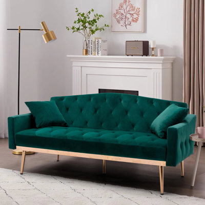 Druv Twin 65.3'' Velvet Convertible Sofa