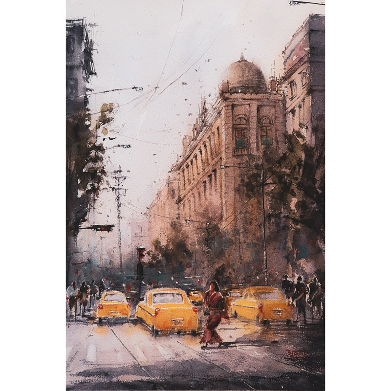 La place de ma genèse | Aquarelle sur papier | Par Subhadra Sarkar