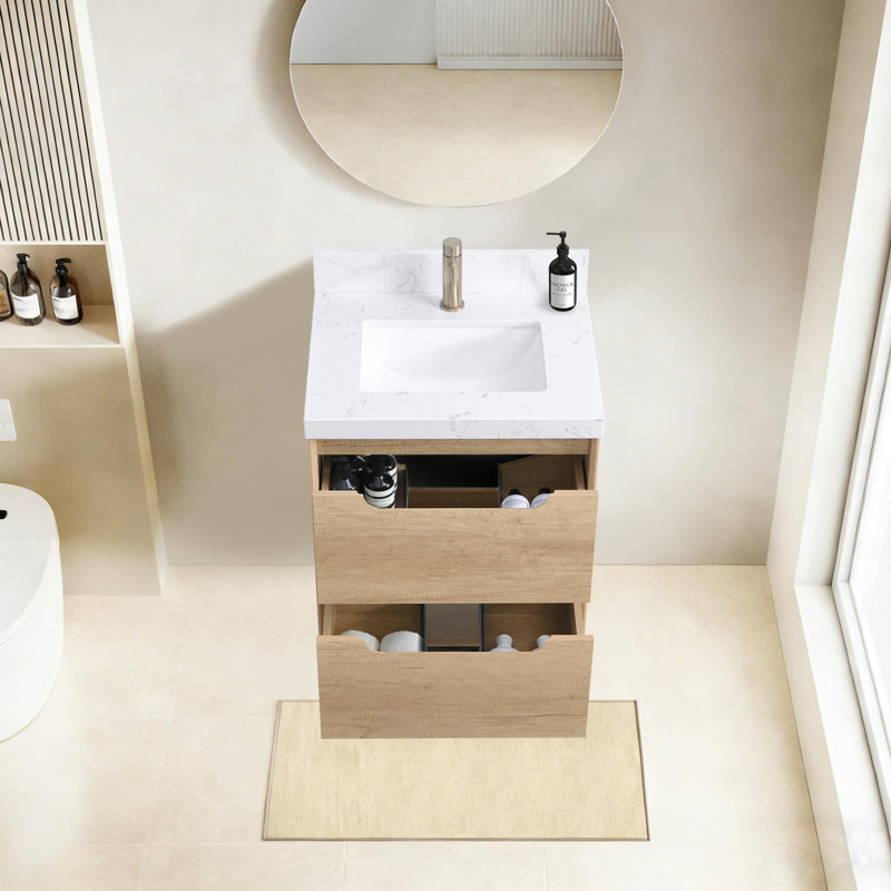 Meuble-lavabo mural avec lavabo et tiroirs, 24