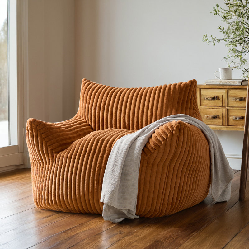 Compression Lazy canapé salon chambre canapé simple fauteuil en velours côtelé, Mélange de coton orange