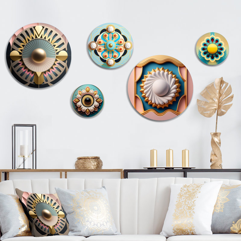 Golden Sphere Geometrics - Modern Metal Wall Décor