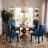 Wexford Collection Set of 2 Mid-Century Modern Parsons Dining Chairs, Upholstered Faux Leather Dining Chairs with Solid Wood Legs, High Back Side Chairs for Dining Room, Kitchen or Breakfast Nook, Blue-1085817039