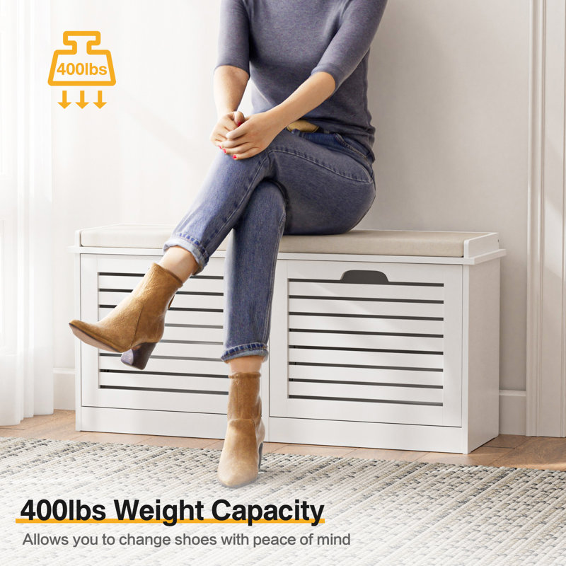 Philemon Upholstered Storage Bench, White