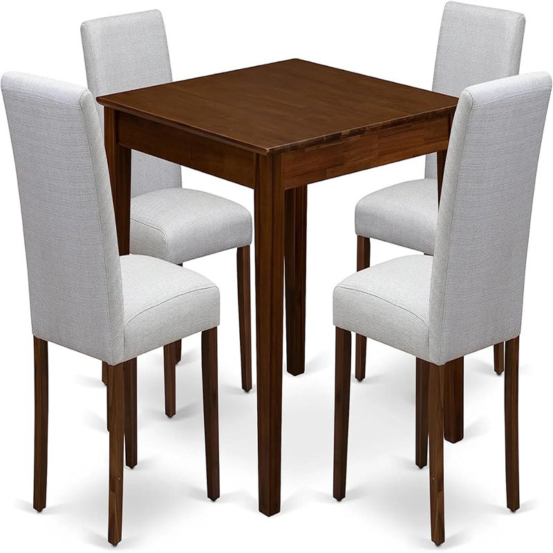 Ensemble de table de cuisine 5 pièces pour petits espaces comprenant une table à manger carrée moderne et 4 chaises de cuisine Parson