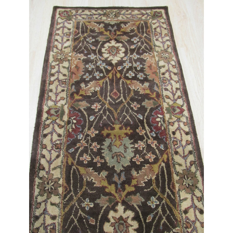 Hand Tufted Wool Floral Area Rug in Brown, 8' x 10'