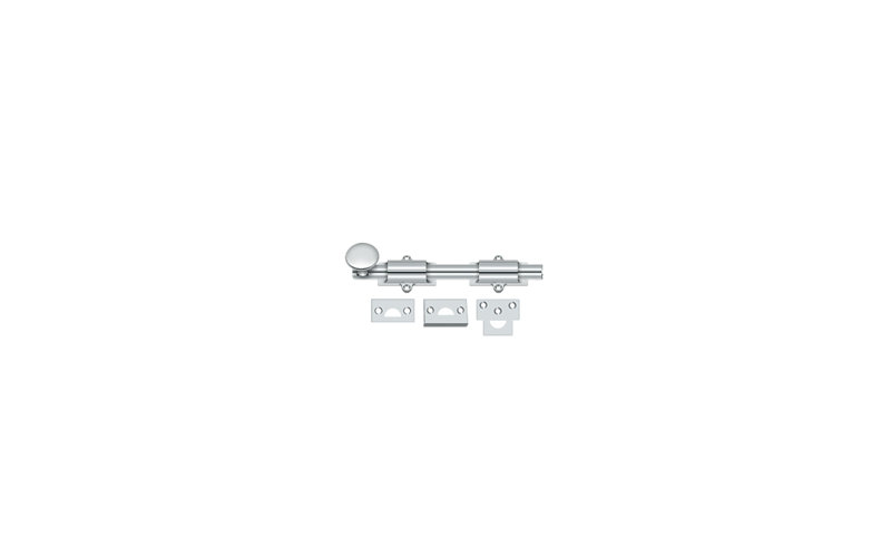 Deltana 8SB26 8" Surface Bolt; Heavy Duty; Bright Chrome Finish, Bright Chrome