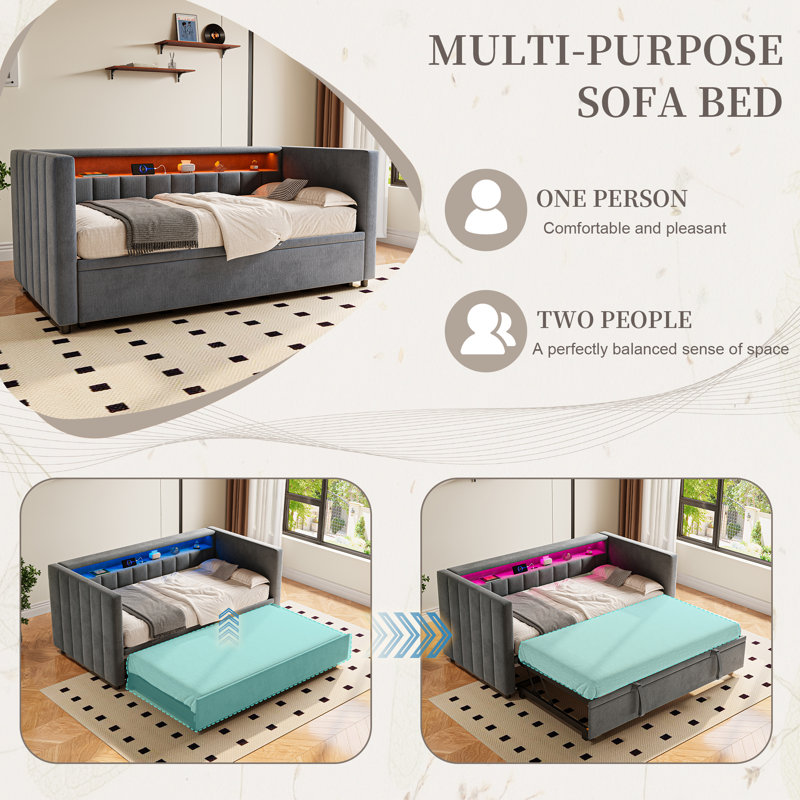 Upholstered Daybed, Grey