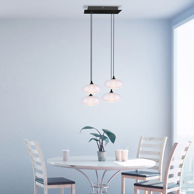 Luminaire suspendu sphère DEL 4 lumières Alvie, Noir mat