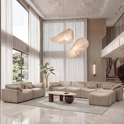 Segal 8 Piece L Shape Cloud Soft Chenille Upholstered Oversized Modern Modular Compression Sectional Sofa Set