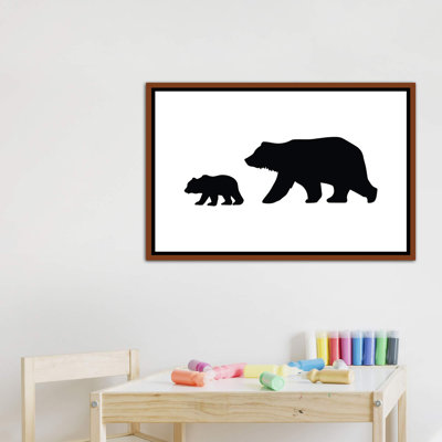 «Big and Small Bear Landscape Black Novelty», reproduction d'art graphique
