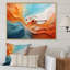 Teal Orange Bold Abstract Flow Collage I - Dams, art mural-153594435-153594445