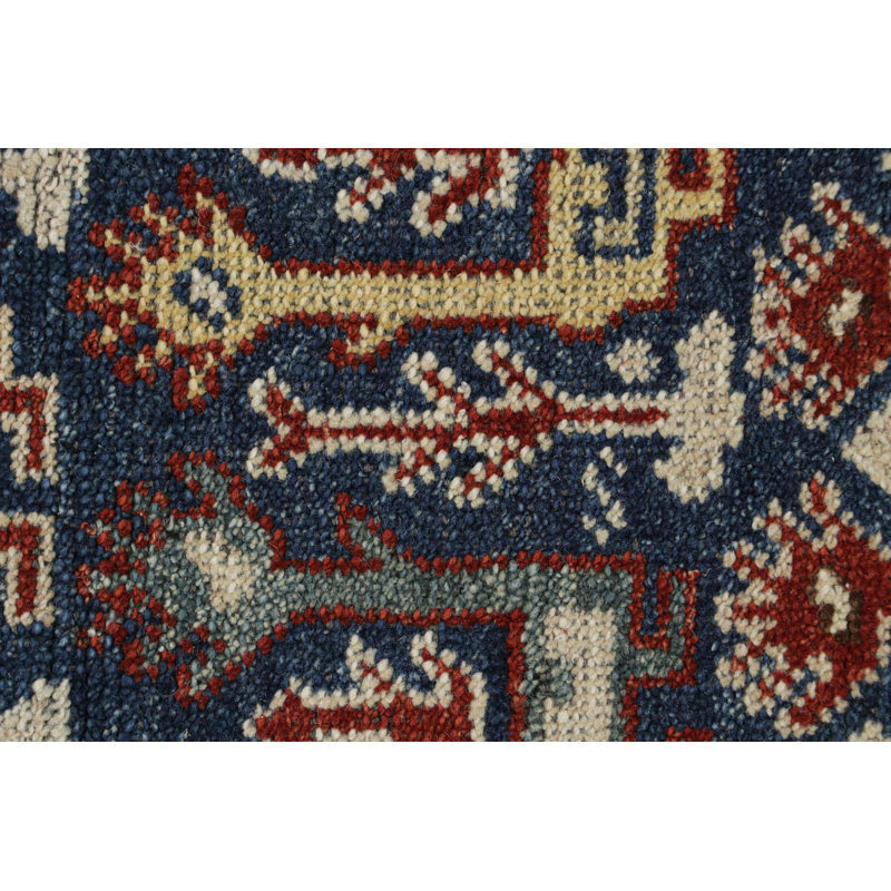 Burano Hand Knotted Wool Geometric Area Rug, Square 4'