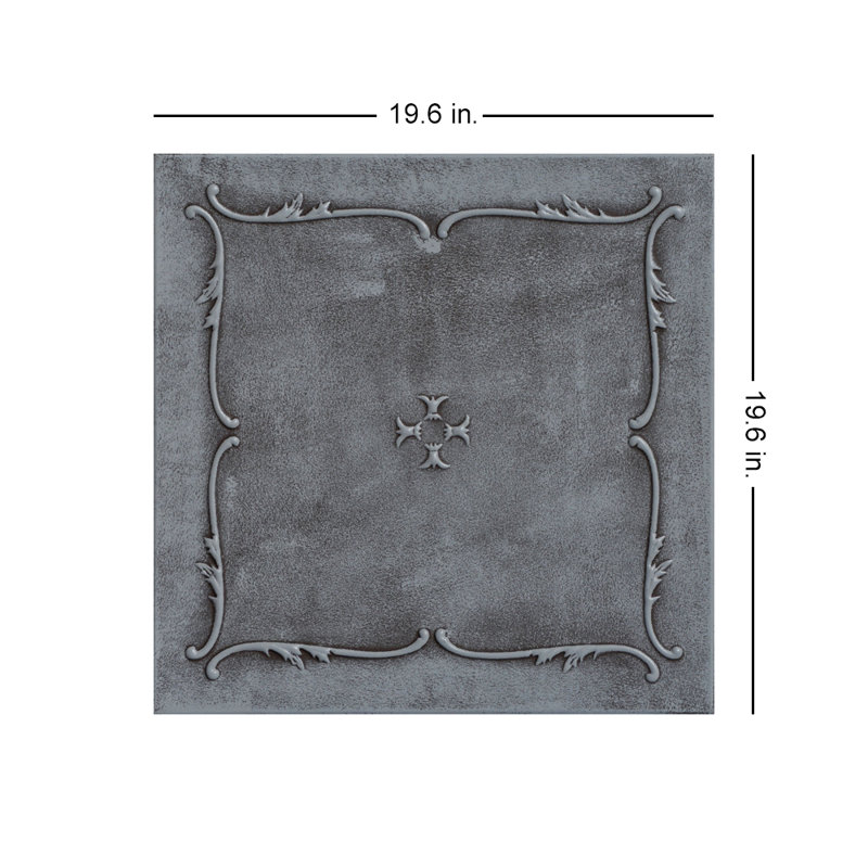 Carreau de plafond en polystyrène collé 1,6 pi x 1,6 pi Spring Buds, Gris mousse