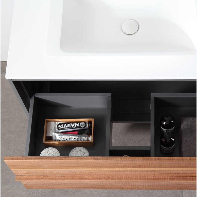 Goreme 48" W Single Wall-Mounted Vanity, White, Gray