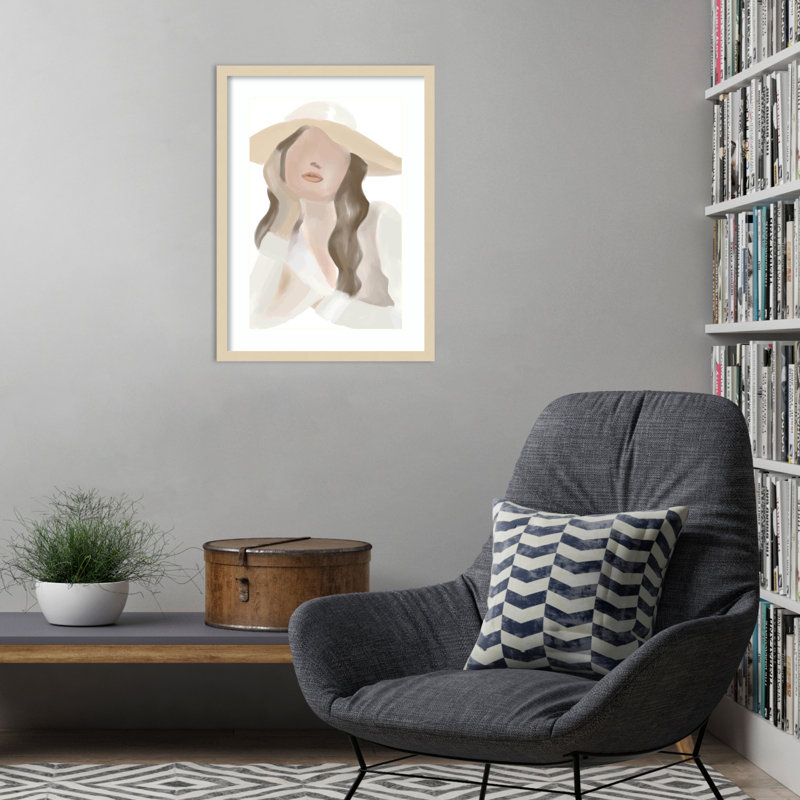 Lady in Neutral by Melloi Art Prints Wood Framed Wall Art Print, H 25 po x l 19 po