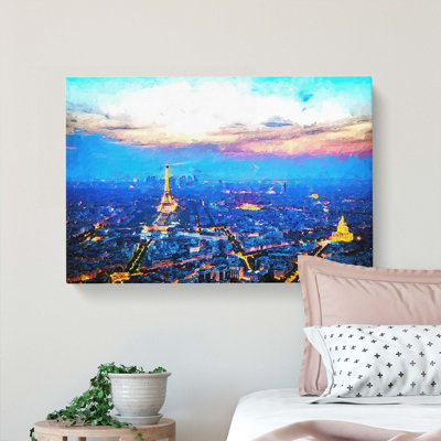 Paris Eiffel Tower Skyline At Dusk - Wrapped Canvas