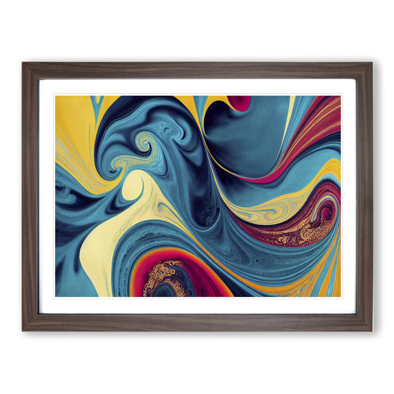 Abstract Marble Art - Framed Print, 34cm H x 46cm W x 2cm D, Walnut