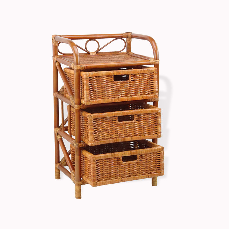 Handmade Wicker & Rattan Laundry Chest – 3 Drawer Storage Organizer – Boho Style