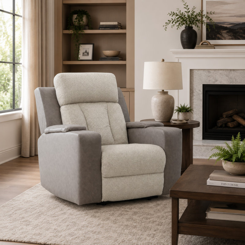 Fauteuil inclinable électrique Lesly avec 3 modes de massage thermique, polyester deux tons
