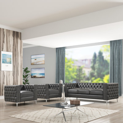 Zaidah 3 - Piece Faux Leather Living Room Set