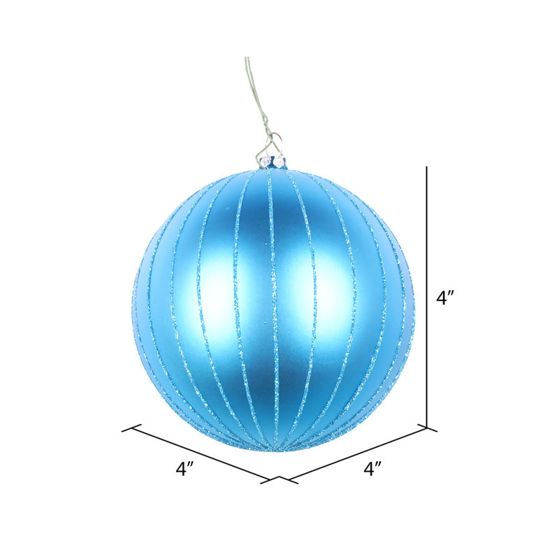 Ornement boule mat scintillante, H 4 po x l 4 po x P 4 po, Turquoise