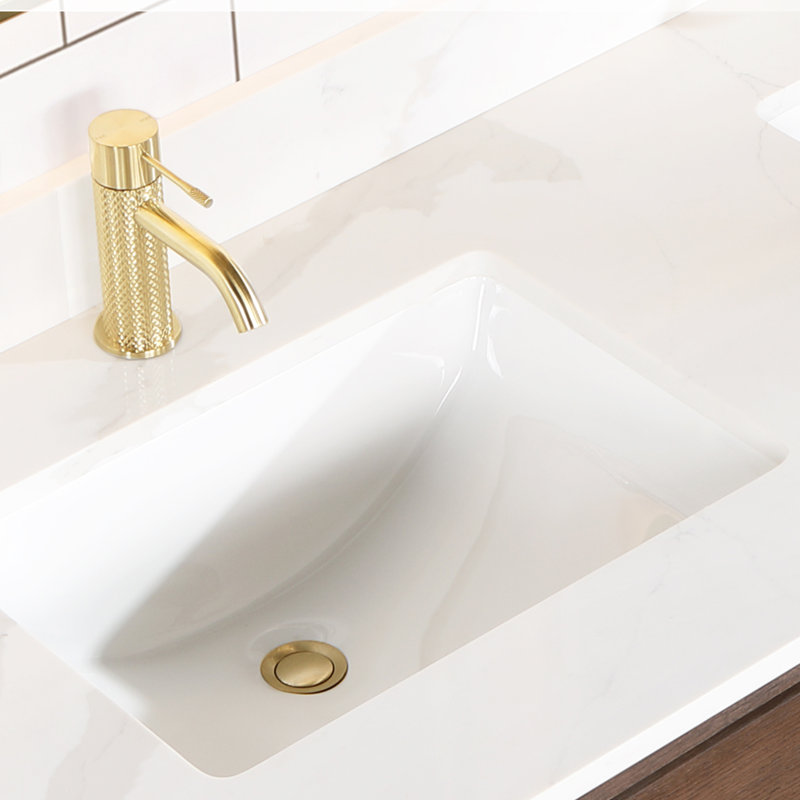 Meuble-lavabo double 60 po avec plateau Cristo, Chêne brun foncé