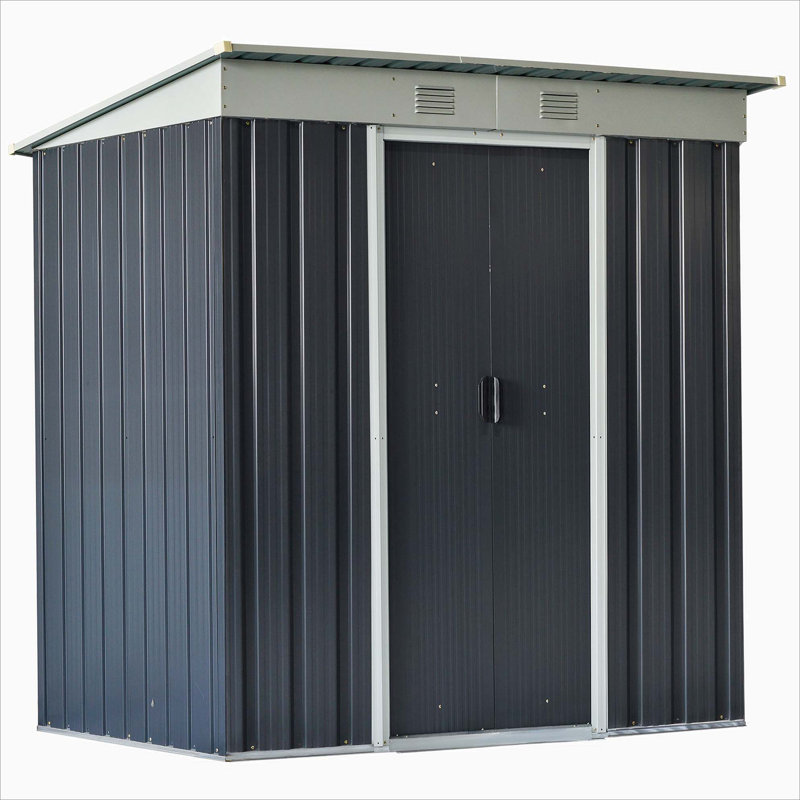 Remise de jardin en métal 6 'x 4' Lean To Garden, 68.59" H x 68.59" W x 43.34" D, Noir