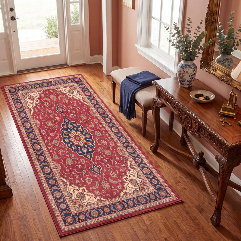 Tapis Linden Traditional Medall de style persan, marine, orange, or, vert, crème, ivoire, lavable à la machine, antidérapant, à poils courts, idéal pour l'intérieur et l'extérieur, adapté aux animaux de compagnie, pour salon, chambre, salle à manger, entrée, couloir, bureau.