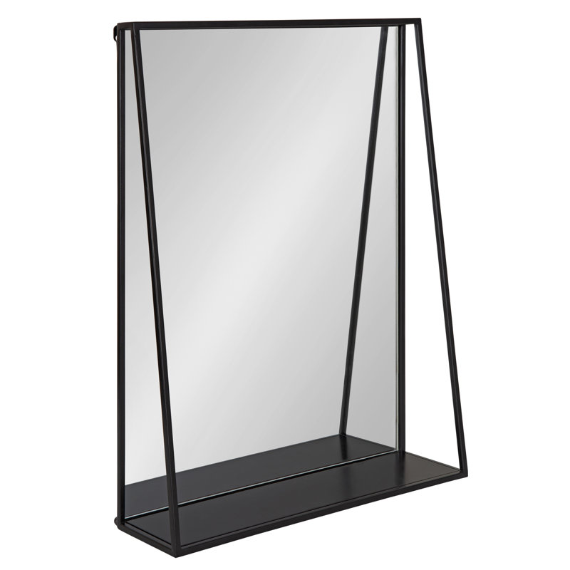 Miroir décoratif avec tablette Carlyssa, Noir, 24 po x 18 po
