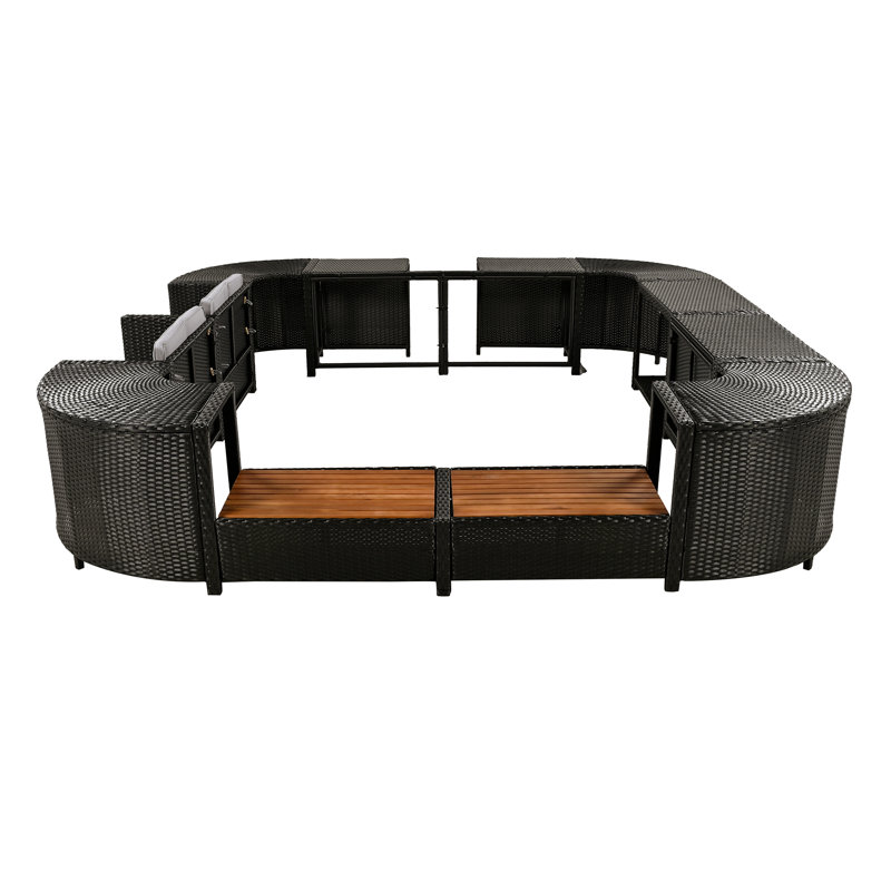 Ensemble de canapé modulaire d'extérieur avec rangement pour l'extérieur, gris
