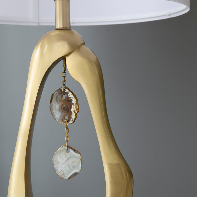 Lampe de table en forme de géode dorée avec abat-jour tambour blanc (ampoule non incluse)