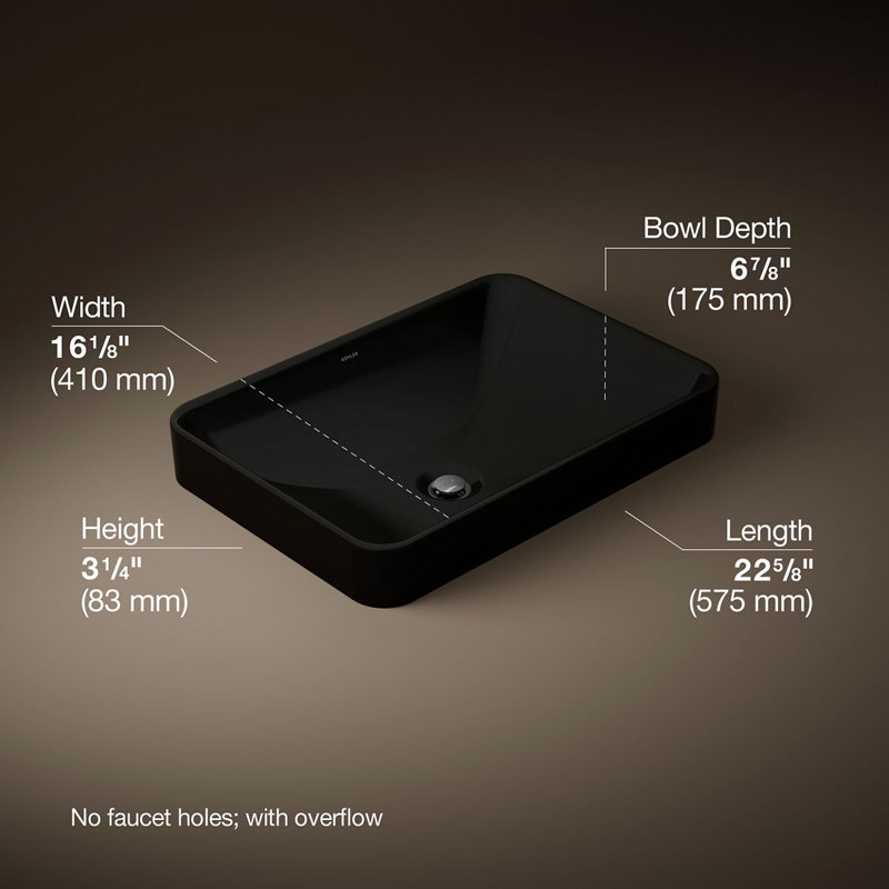Vox Rectangle Vessel Bathroom Sink In Black