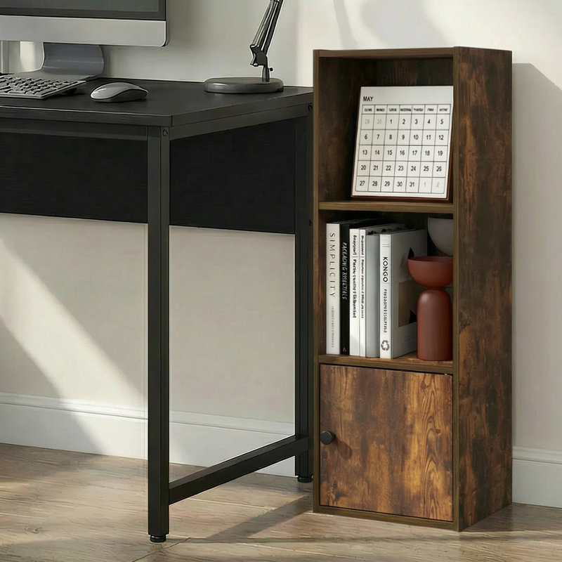 Bibliothèque standard Aagam, (3 tablettes) H 32 po x l 12 po x P 10 po, Bois de pin ambré