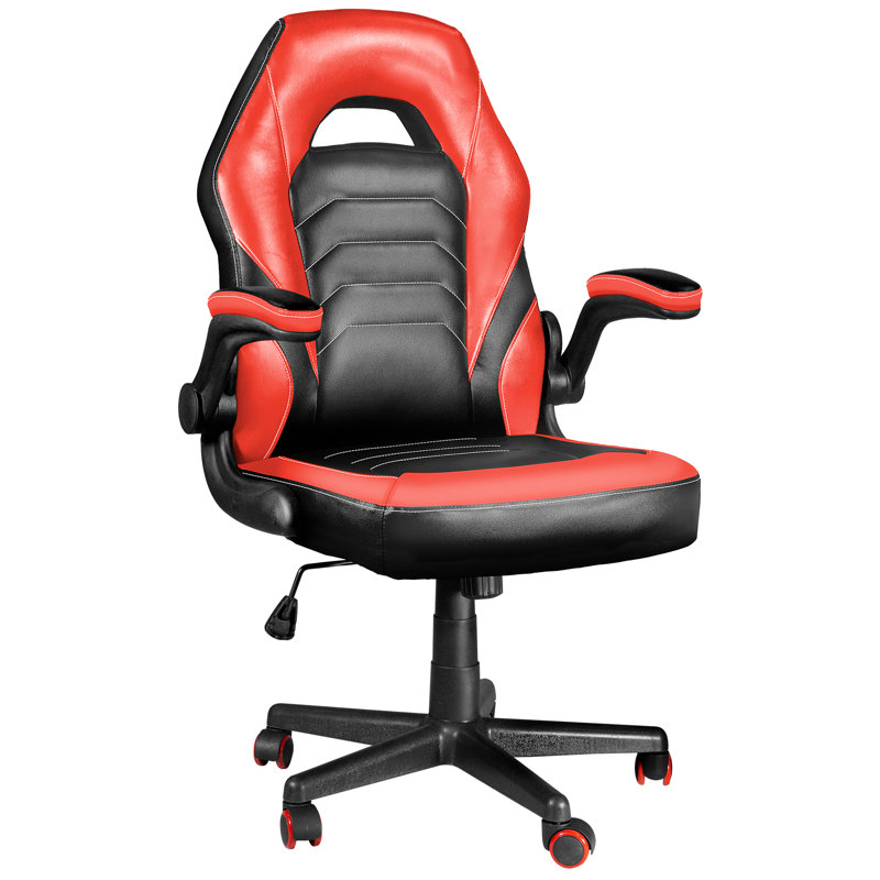 Fauteuil de jeu et de course pivotant réglable en cuir Inbox Zero Racing, Rouge
