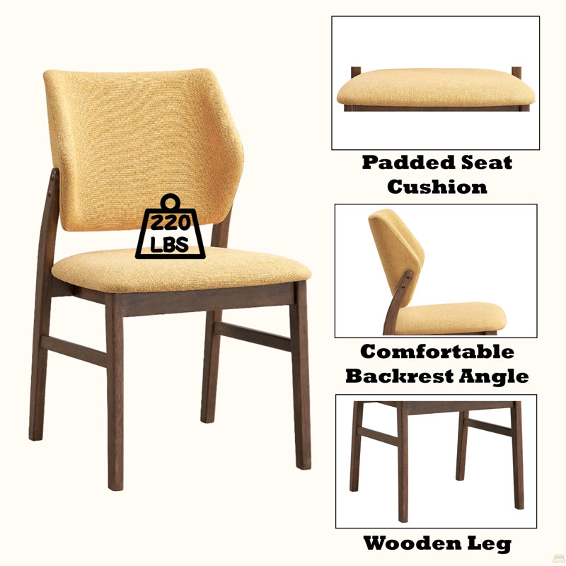 Chaise d'appoint en tissu (ensemble de 2), Jaune