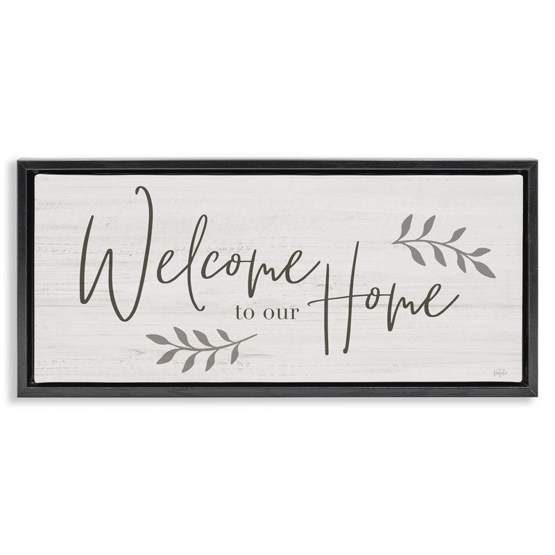 Panneau «Welcome To Our Home Country», Cadre flottant noir de jais, H 14 po x l 31 po