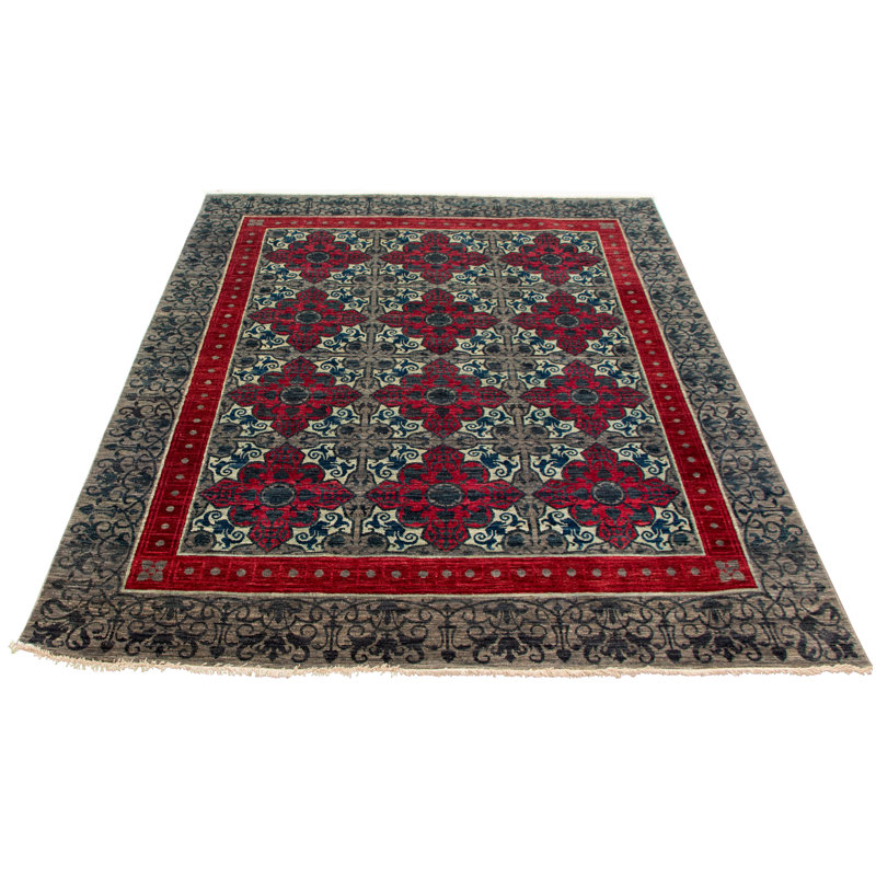 Tapis unique en laine noué à la main 7 pi 10 po x 9 pi gris nouvel âge Lahore Carridice
