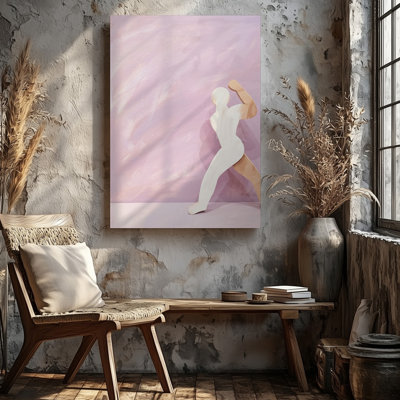 "Toile", créant une scène inspirante et inspirante avec un art mural pastel serein sur fond rose qui évoque un sentiment de calme et une impression sur toile